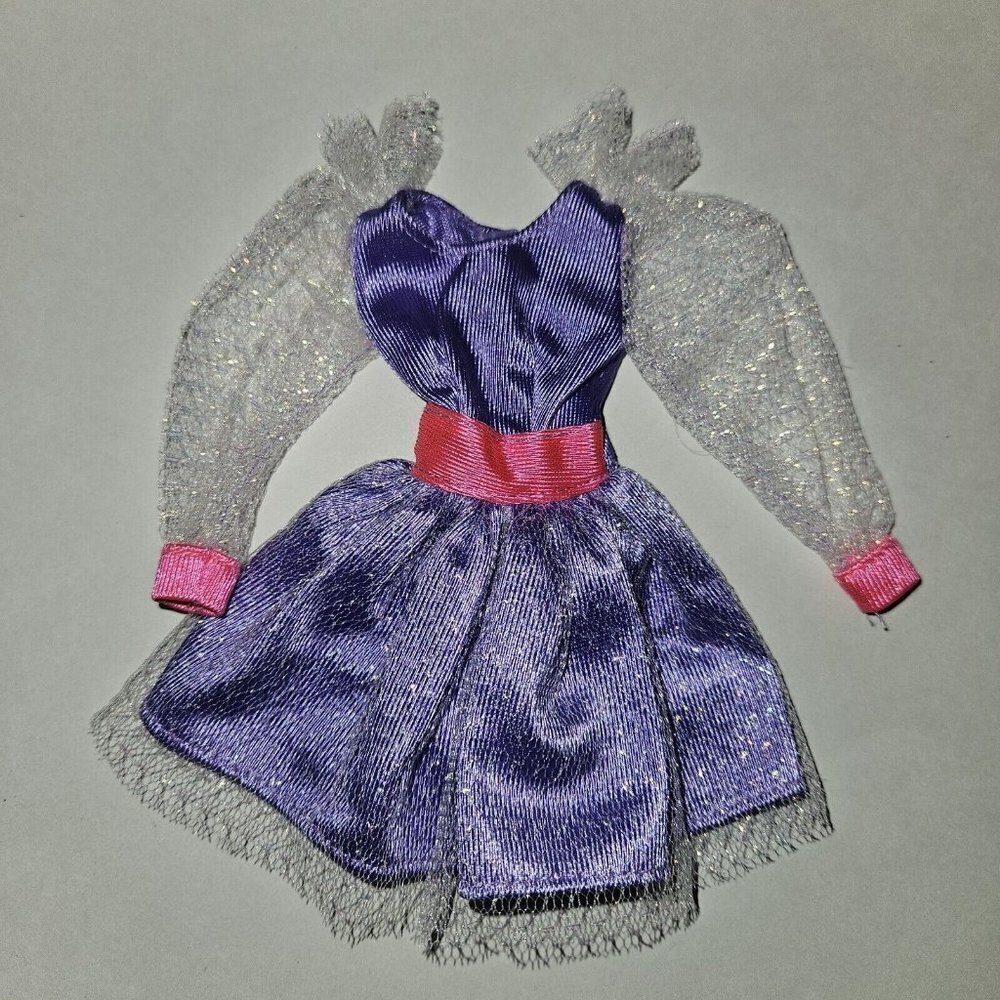 VTG Barbie Doll Dress Purple Pink Lace Sleeves Skirt (80s Prom Vibes)